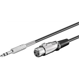 Cablu jack stereo 6.35mm la XLR T-M 6m Negru, KJACKXLR01