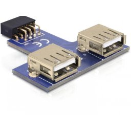 Adaptor pin header la 2 x USB 2.0 orientare sus, Delock 41824