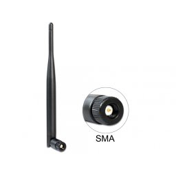 WLAN Antenna 802.11 ac/a/b/g/n SMA 5 dBi omnidirectional joint black, Delock 89438