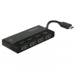 HUB USB 3.1 tip C la 4 x USB-A + alimentare (PD), Delock 62793*
