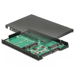Convertor 2.5" SATA 22 pini la 1 x M.2 key B + 1 x mSATA 9.5mm, Delock 62866