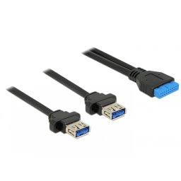 Cablu pin header USB 3.0 19 pini 2.00 mm la 2 x USB 3.0-A M-M 0.8m, Delock 85244
