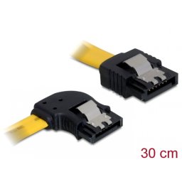 Cablu SATA II 3 Gb/s 30cm stanga/drept galben, Delock 82492
