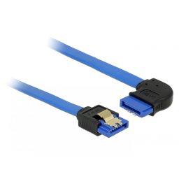 Cablu SATA III 6 Gb/s unghi drept-dreapta Bleu 50cm, Delock 84991