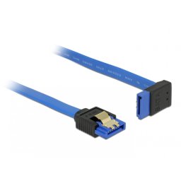 Cablu SATA III 6 Gb/s unghi drept-sus Bleu 30cm, Delock 84996