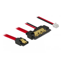 Cablu de date + alimentare SATA 22 pini 5V 6 Gb/s cu clips la Alimentare 2 pini + SATA 7 pini 30cm, Delock 85242