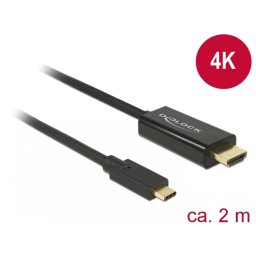 Cablu USB-C la HDMI (DP Alt Mode) 4K30Hz 2m T-T Negru, Delock 85259