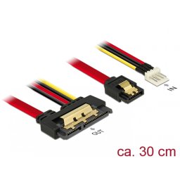 Cablu de date + alimentare SATA 22 pini 6 Gb/s cu clips la Floppy 4 pini tata + SATA 7 pini 30cm, Delock 85232