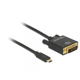 Cablu USB-C la DVI 24+1 male (DP Alt Mode) 4K30Hz 3m Negru, Delock 85322