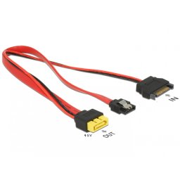 Cablu SATA 6 Gb/s 7 pini + SATA 15 pini la conector de alimentare 8 pini 0.3m, Delock 84945