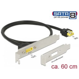 Slot bracket SATA 6 Gb/s la SATA de alimentare 8 pini 60cm, Delock 84950