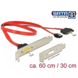 Slot bracket SATA 6 Gb/s 7 pini + SATA 15 pini alimentare la SATA de alimentare 8 pini, Delock 84951