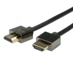 Cablu HDMI v1.4 Slim High Speed + Ethernet T-T 1m Negru, Roline 11.04.5591*