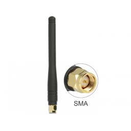 Antena ISM 433 MHz SMA 2.5 dBi Omnidirectional Flexible Rubber Black, Delock 88914