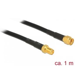 Cablu antena RP-SMA plug la RP-SMA jack CFD/RF200 1m low loss, Delock 89423