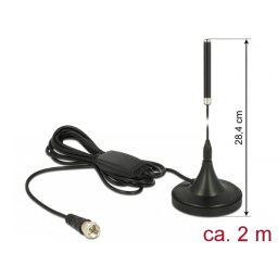Antena DAB+ 21 dBi activ omnidirectional cu stand F Plug, Delock 12413
