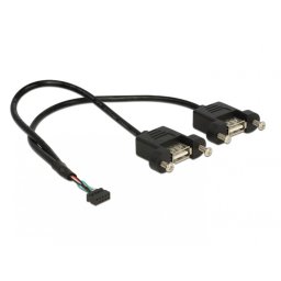 Cablu USB 2.0 pin header female 2.00 mm 10 pini la 2 x USB 2.0-A 25cm, Delock 84832