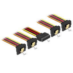 Cablu de alimentare SATA 15 pini la 4 x SATA unghi jos 30cm, Delock 60167