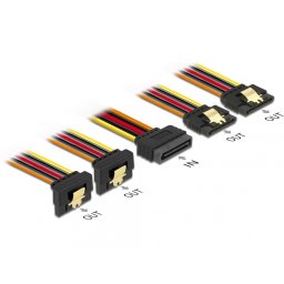 Cablu de alimentare SATA 15 pini la 2 x SATA drept + 2 x SATA unghi jos 50cm, Delock 60152