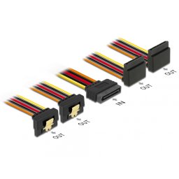 Cablu de alimentare SATA 15 pini la 2 x SATA unghi sus + 2 x SATA unghi jos 50cm, Delock 60155
