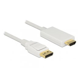 Cablu Displayport 1.2 la HDMI T-T pasiv 4K alb 3m, Delock 83819