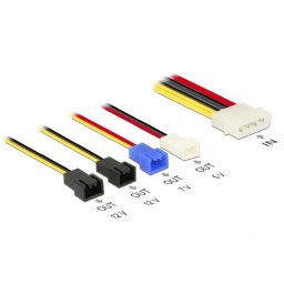 Cablu de alimentare Molex la 4 x 2 pini ventilator (12 V / 7 V / 5 V) 20cm, Delock 85516