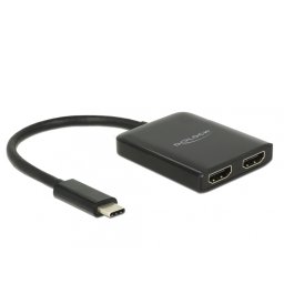 Multiplicator USB-C (DP Alt Mode) la 2 x HDMI 4K 30Hz negru, Delock 87719