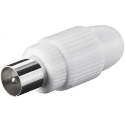 Conector tata pentru antena TV (coaxial) alb 75 Ohm