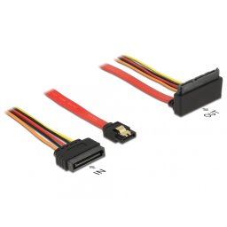 Cablu SATA III 6 Gb/s + alimentare SATA 15 pini la SATA 22 pini unghi sus 30cm, Delock 85515