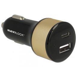 Incarcator auto cu 1 x USB-C + 1 x USB-A, Navilock 63069