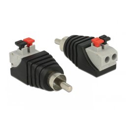 Adaptor RCA tata la terminal block cu buton apasare 2 pini, Delock 65566