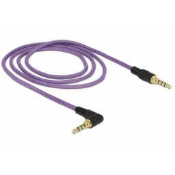 Cablu stereo jack 3.5mm 4 pini unghi Mov (pentru smartphone cu husa) T-T 1m, Delock 85611