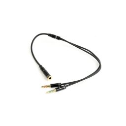 Cablu stereo jack 3.5mm 4 pini la 2 x jack 3.5mm casca + microfon M-T 0.2m, Gembird CCA-418M