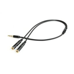Cablu stereo jack 3.5mm 4 pini la 2 x jack 3.5mm casca + microfon T-M 0.2m, Gembird CCA-417M