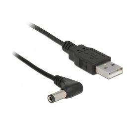 Cablu de alimentare USB la DC 5.5 mm x 2.5 mm unghi 90 grade 1.5m, Delock 85588
