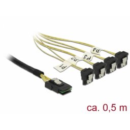 Cablu Mini SAS SFF-8087 la 4 x SATA unghi 0.5m, Delock 85686