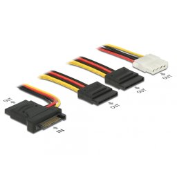 Cablu de alimentare SATA 15 pini la 3 x SATA 15 pini + 1 x Molex 20cm PCB, Delock 60171