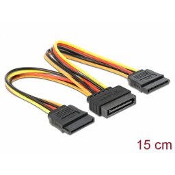 Cablu de alimentare SATA la 2 x SATA 12V T-M 15cm, Delock 60143