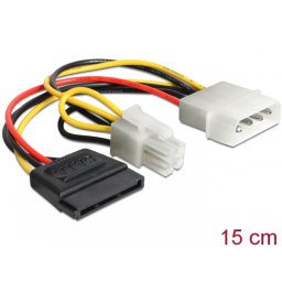 Cablu de alimentare Molex la SATA 15 pini + P4 15cm, Delock 60127