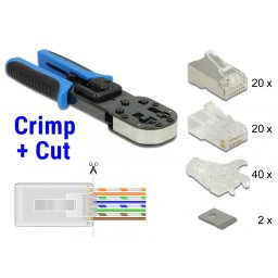 Set Cleste de sertizare RJ45 / RJ12 + accesorii Crimp+Cut, Delock 86450
