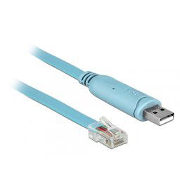 Cablu USB la Serial RS-232 RJ45 (pentru router Cisco) T-T 3m Bleu, Delock 63289