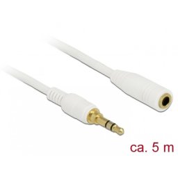 Cablu prelungitor audio jack 3.5mm (pentru smartphone cu husa) 3 pini T-M 5m Alb, Delock 85591