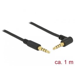 Cablu Stereo Jack 3.5 mm (pentru smartphone cu husa) 4 pini unghi 1m T-T Negru, Delock 85610