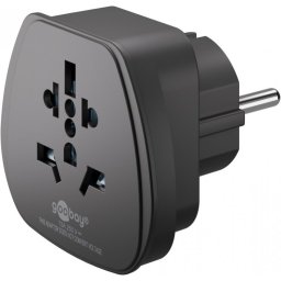 Adaptor universal UK, USA la Europa Negru, Goobay 94028