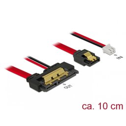 Cablu de date + alimentare SATA 22 pini 5V 6 Gb/s cu clips la Alimentare 2 pini + SATA 7 pini 10cm, Delock 85238