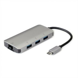 HUB USB-C cu 3 porturi USB-A + 1 x Gigabit LAN, Roline 12.02.1108*