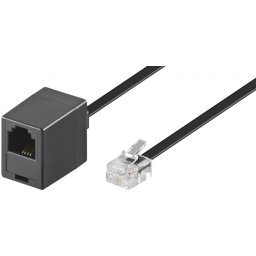 Cablu prelungitor telefon RJ11 6p4c 10m Negru, Goobay 68257