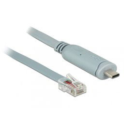 Cablu USB-C la Serial RS-232 RJ45 T-T 0.5m Gri, Delock 89917