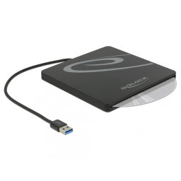 Enclosure extern pentru dispozitive 5.25" Slot-in Slim SATA 9.5 / 12.7 mm la USB-A Negru, Delock 42604