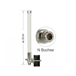 Antenna N jack 3 dBi 32 cm omnidirectional fixed pole mount white outdoor LoRa 868 MHz, Delock 89583